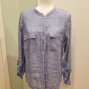 INC Light Blue Linen Top NWOT